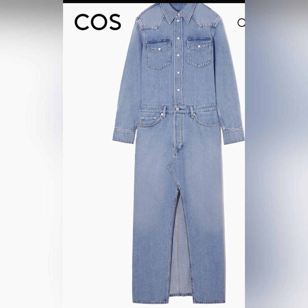 COS Blue Long Sleeve Denim Dress